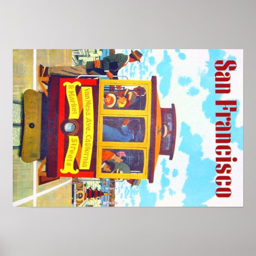 San Francisco California Trolley Car Golden Gate Poster