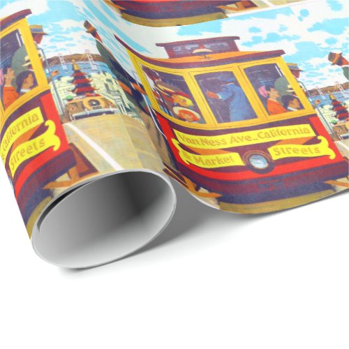 San Francisco California Trolley Car Golden Gate Wrapping Paper