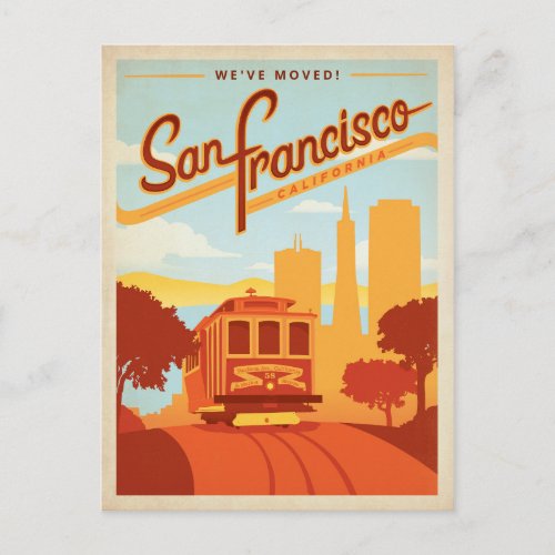 San Francisco California Trolley  Weve Moved Postcard