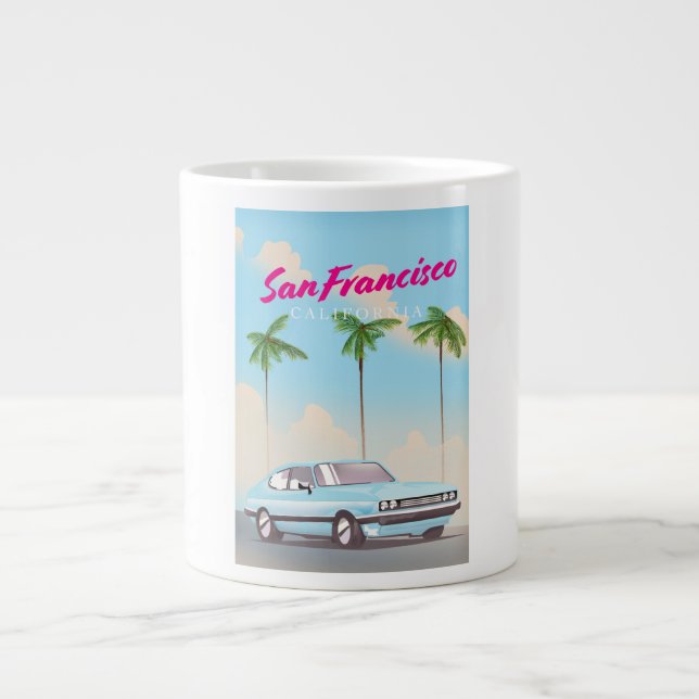 San Francisco California Tropical travel poster Giant Coffee Mug (Front)