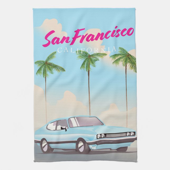 San Francisco California Tropical travel poster Kitchen Towel (Vertical)