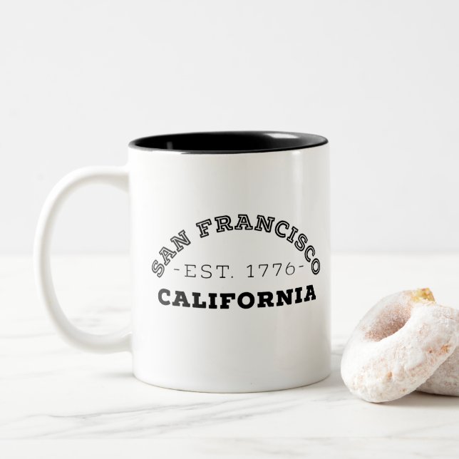San Francisco California Two-Tone Coffee Mug (With Donut)