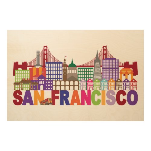 San Francisco California  Typography Design Wood Wall Decor
