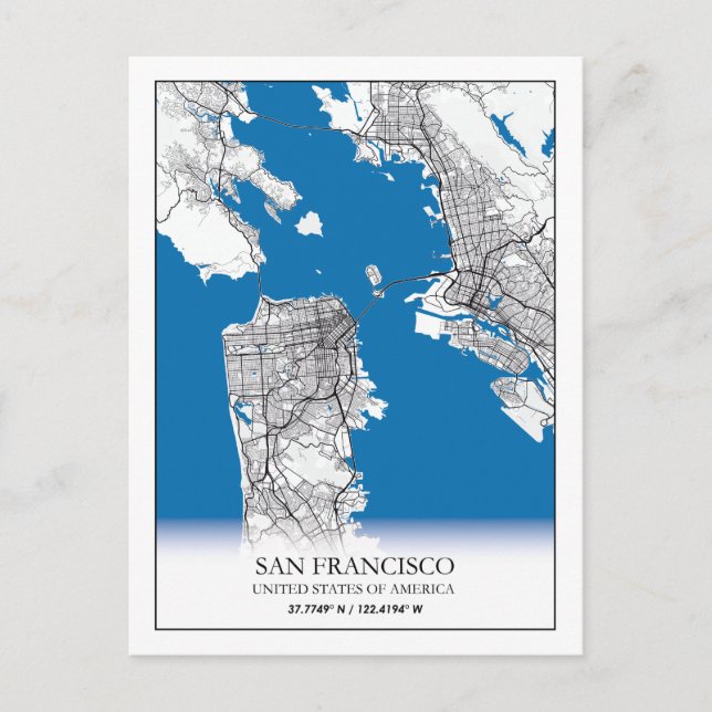 San Francisco California USA Travel City Map Postcard (Front)