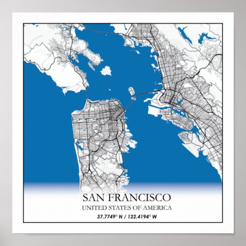 San Francisco California USA Travel City Map Poster