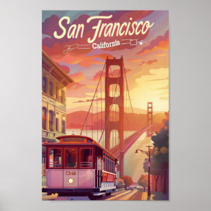 San Francisco California USA Vintage Travel Place Poster