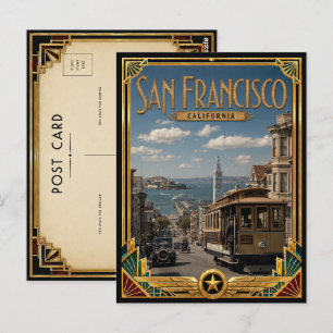 San Francisco California Vintage Art Deco Golden Postcard
