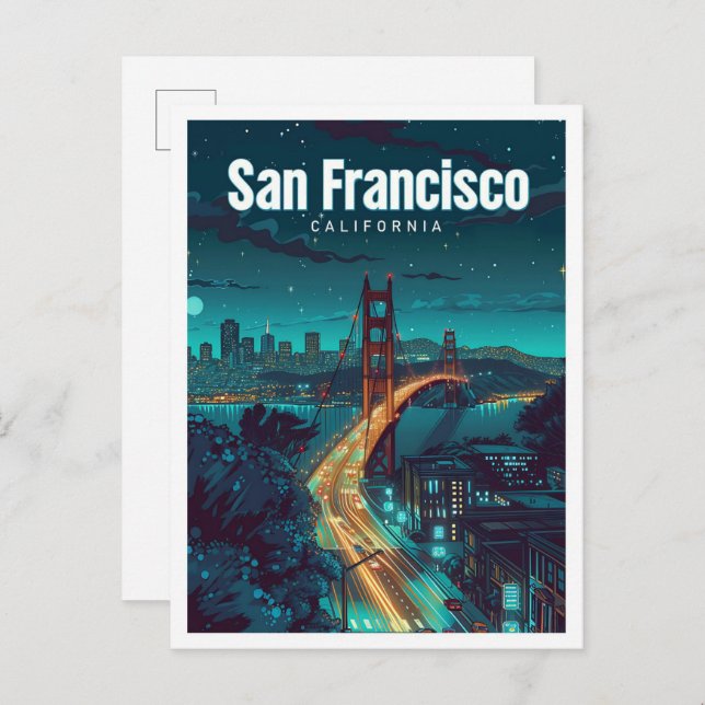 San Francisco California Vintage Art Travel Postcard (Front/Back)