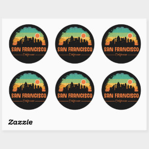 San Francisco California Vintage Retro Stripe Classic Round Sticker