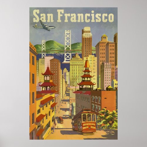 San Francisco California Vintage Travel Poster