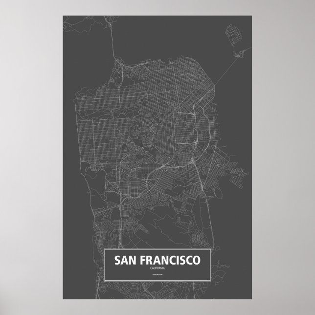 San Francisco, California (white on black) Poster (Front)