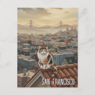 San Francisco Cat on rooftop Postcard