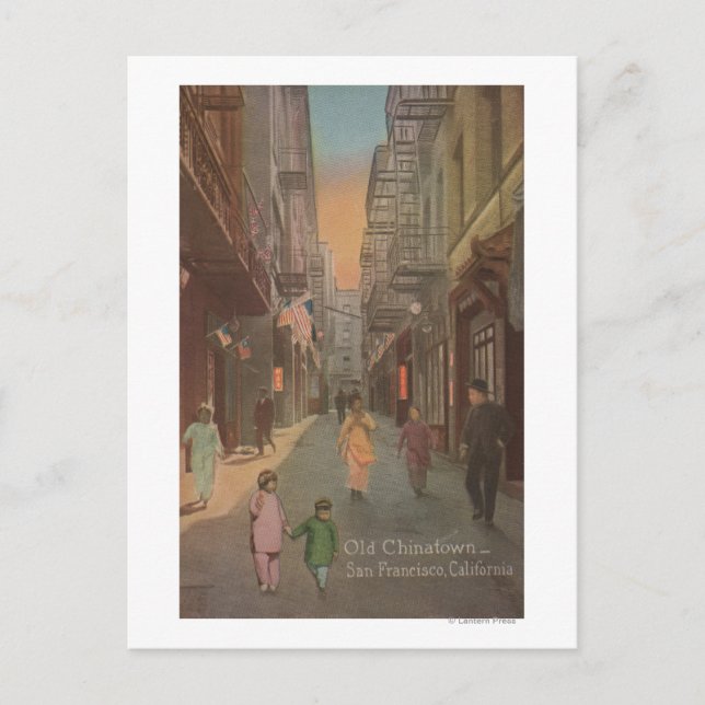 San Francisco, CAView of Old Chinatown Street Postcard (Front)