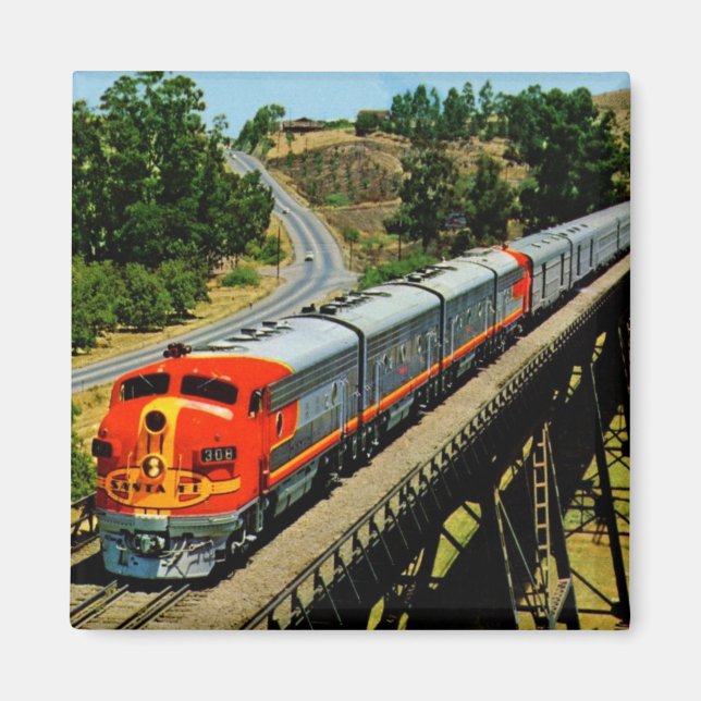 San Francisco Chief Train en Route Vintage Magnet (Front)