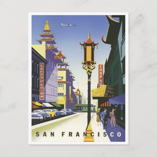 San Francisco Chinatown vintage travel postcard (Front)