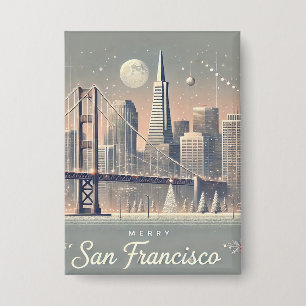San Francisco Christmas Card   Golden Gate Bridge Button