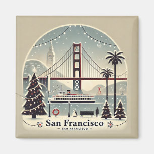 San Francisco Christmas - Golden Gate Bridge Magnet