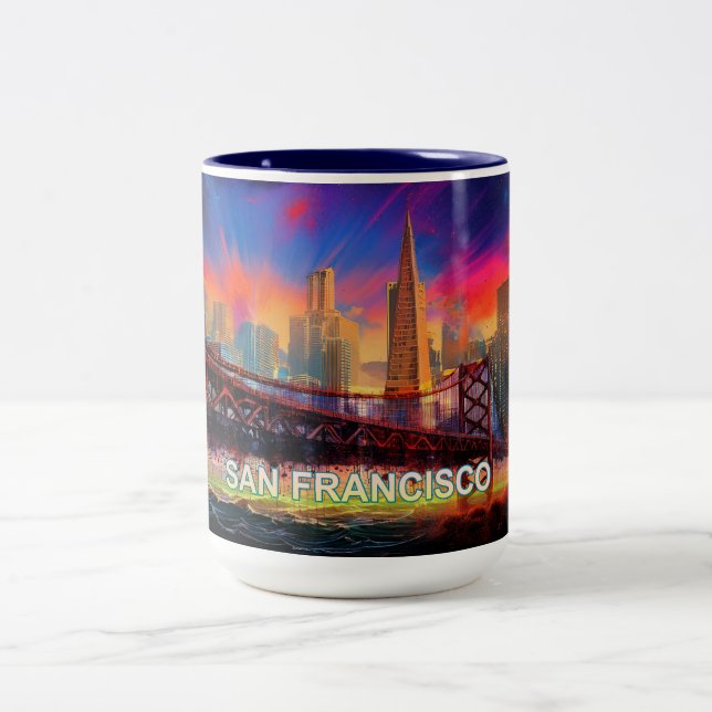 San Francisco City By The Bay  Two-Tone Coffee Mug (Center)