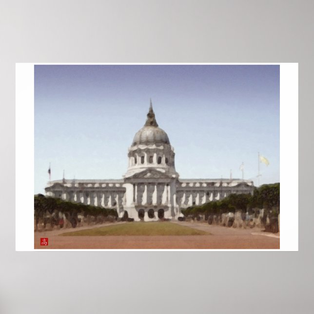 San Francisco City Hall Digital Watercolor Poster (Front)