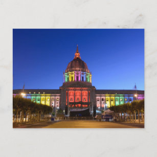 San Francisco City Hall rainbow lights Postcard