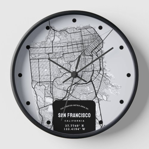 San Francisco City Map Clock