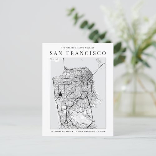San Francisco City Map  Location Marker Postcard