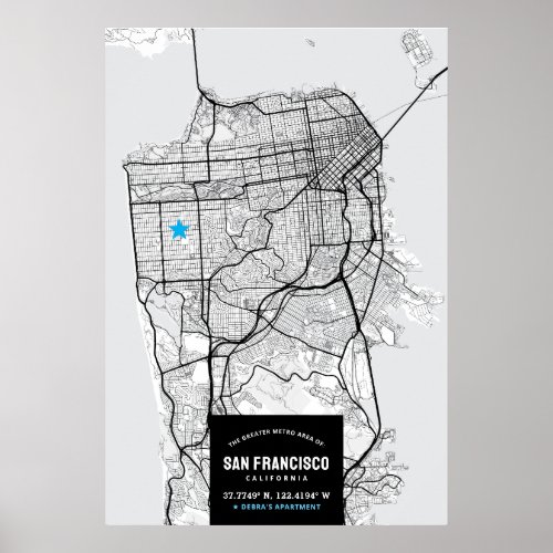 San Francisco City Map  Your Location Poster