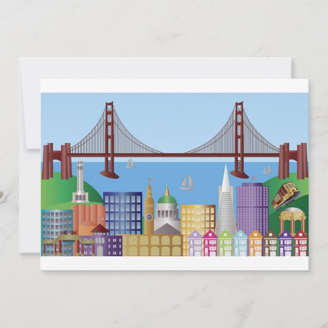 San Francisco City Skyline Drawing Invitation (Front)