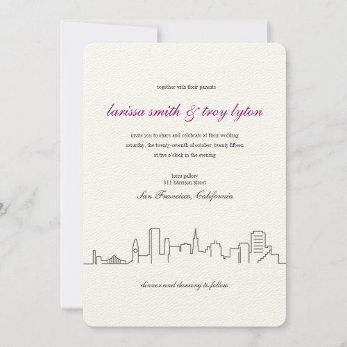 San Francisco City Skyline Wedding Invitation