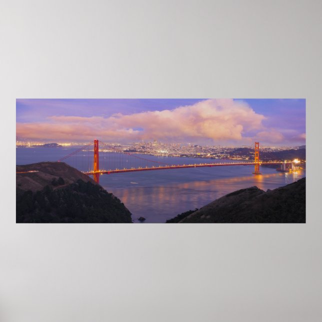 San Francisco City with Golden Gate Bridge Poster (Front)