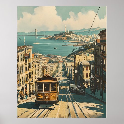 San Francisco Coastal Nostalgia Vintage Postcard Poster