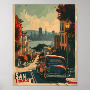 San Francisco Coastal Nostalgia Vintage Poster