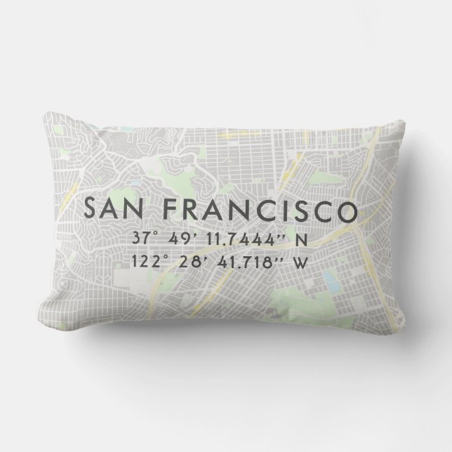 San Francisco Custom Map | Subtle Hues Lumbar Pillow (Front)
