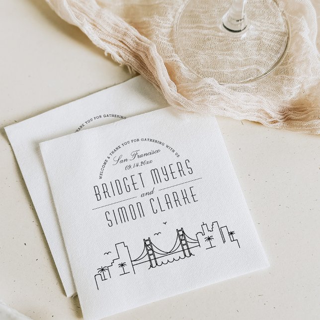 San Francisco Deco Skyline | Wedding Event Napkins (Creator Uploaded)