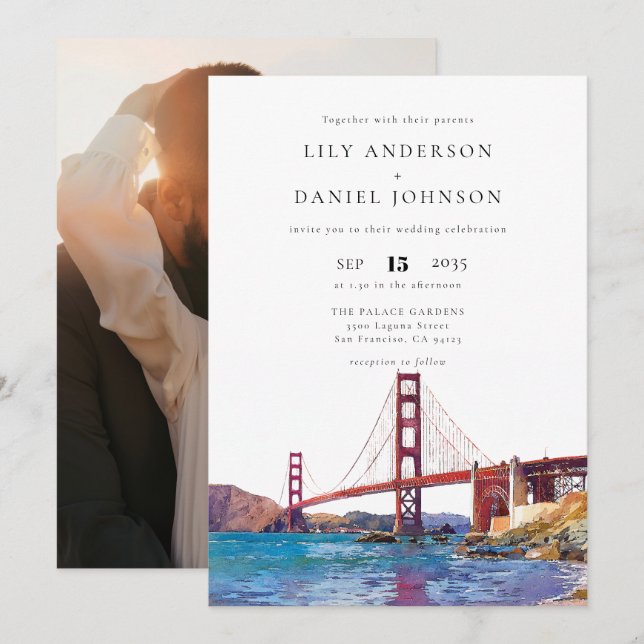 San Francisco Destination Photo Wedding Invitation (Front/Back)