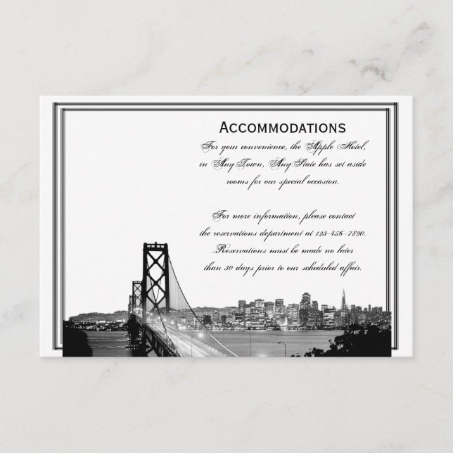 San Francisco Destination Wedding Accomodations Enclosure Card (Front)