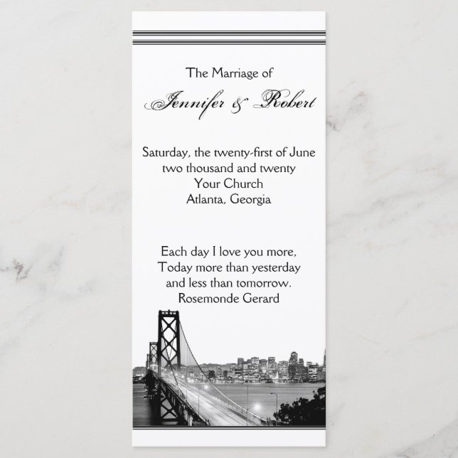 San Francisco Destination Wedding Program (Front)
