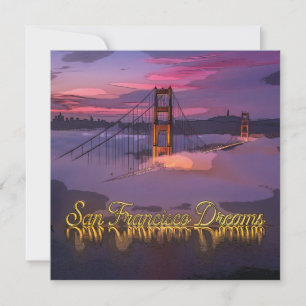 "San Francisco Dreams" Golden Gate Bridge Sunset  Holiday Card