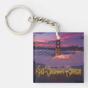 "San Francisco Dreams" Golden Gate Bridge Sunset Keychain