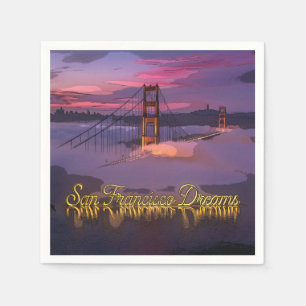 "San Francisco Dreams" Golden Gate Bridge Sunset Napkins