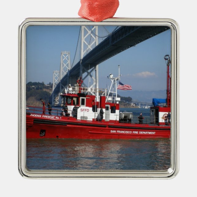 San Francisco Fire Boat Metal Ornament (Front)