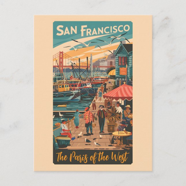 San Francisco Fisherman's Wharf, Paris of the West Postcard (Front)