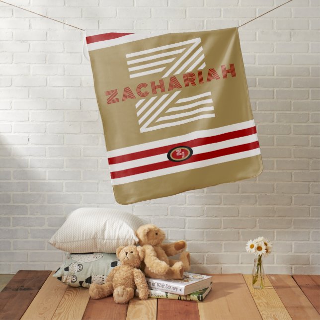 San Francisco Football Sports Fan Burgundy Gold Baby Blanket (In Situ)