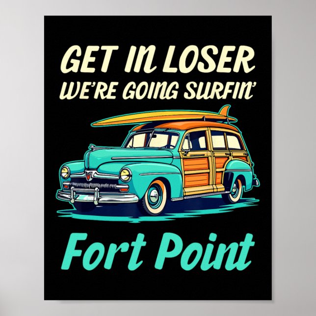 San Francisco Fort Point Surf Girl Women Men Vinta Poster (Front)