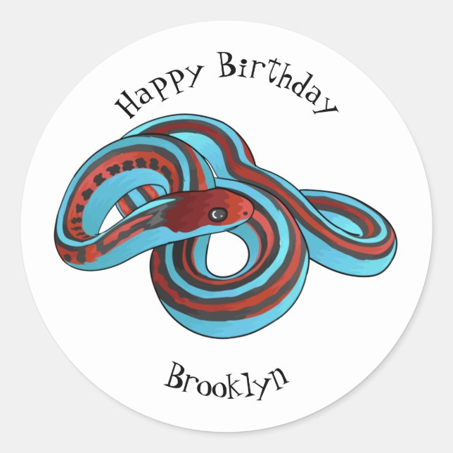 San Francisco garter snake cartoon illustration Classic Round Sticker (Front)
