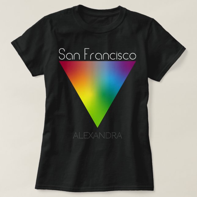 San Francisco Gay LGBT Queer Rainbow Triangle Name T-Shirt (Design Front)