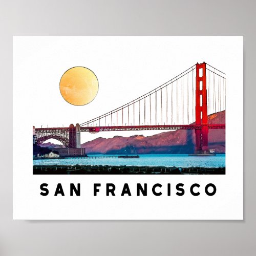San Francisco Golden Gate Bridge Architecture Art Poster