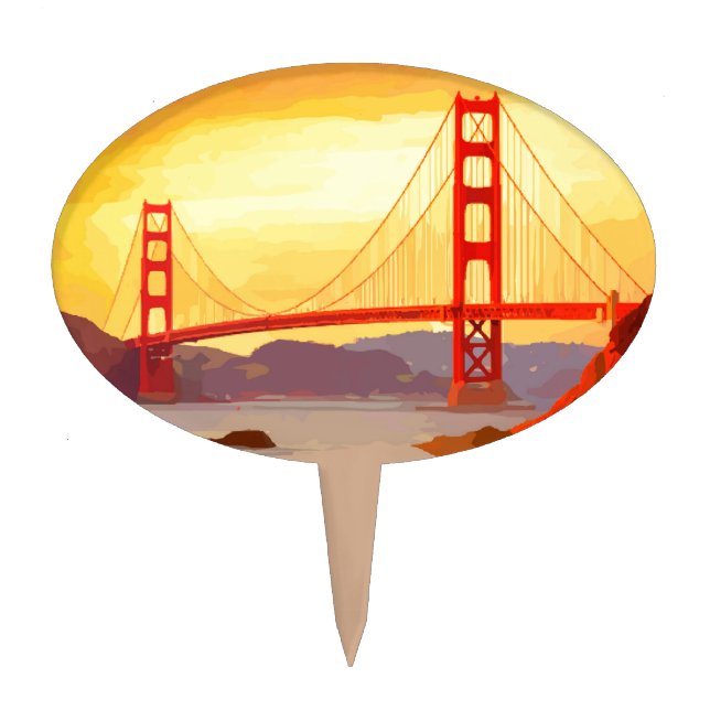 San Francisco Golden Gate Bridge Cake Topper (Front)