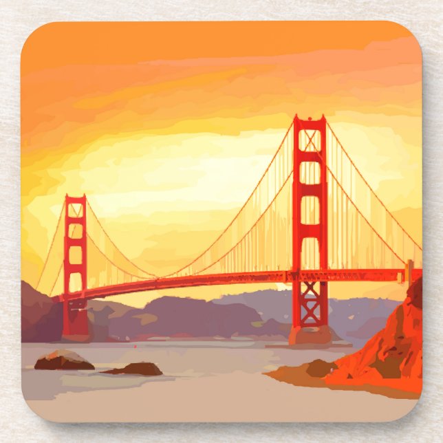 San Francisco Golden Gate Bridge Drink Coaster (Front)