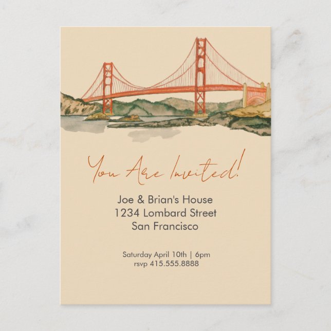 San Francisco Golden Gate Bridge Invitation (Front)
